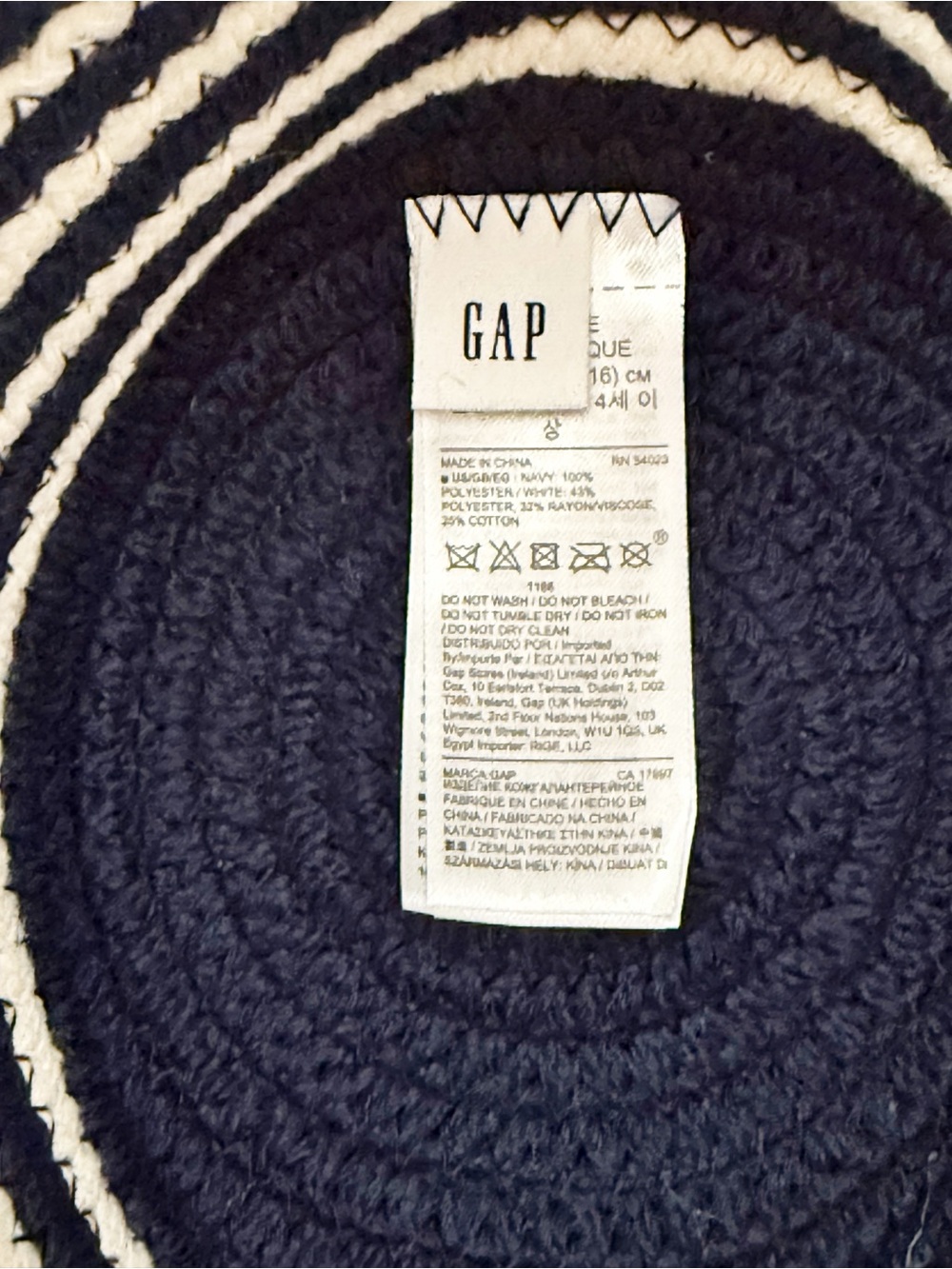 GAP Mini Nautical Stripe Rope Crossbody Bucket Bag Tote Navy and White - Picture 11 of 12